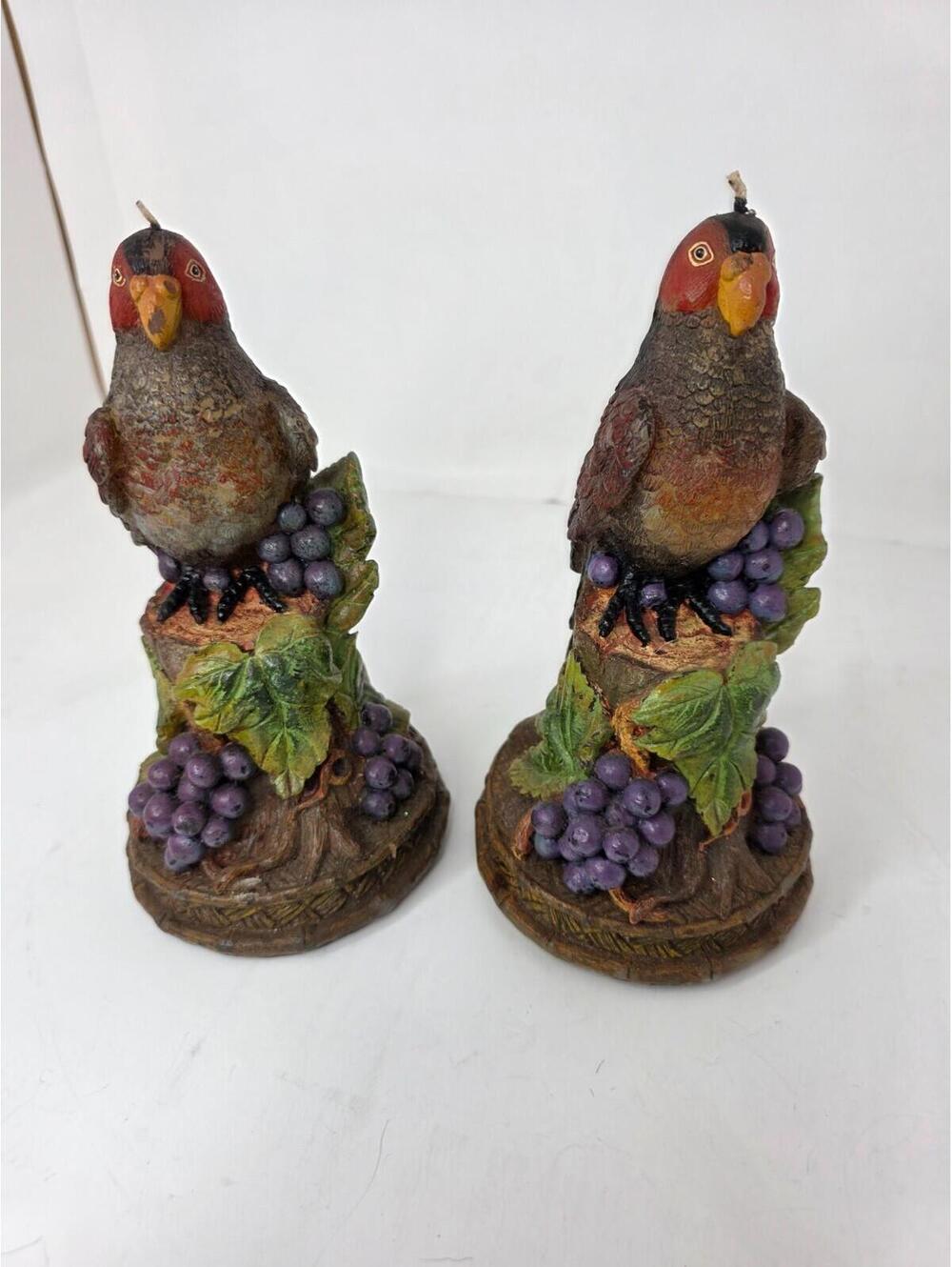 Collectible Handcrafted Wax Molded 2pc. Parrot Candles